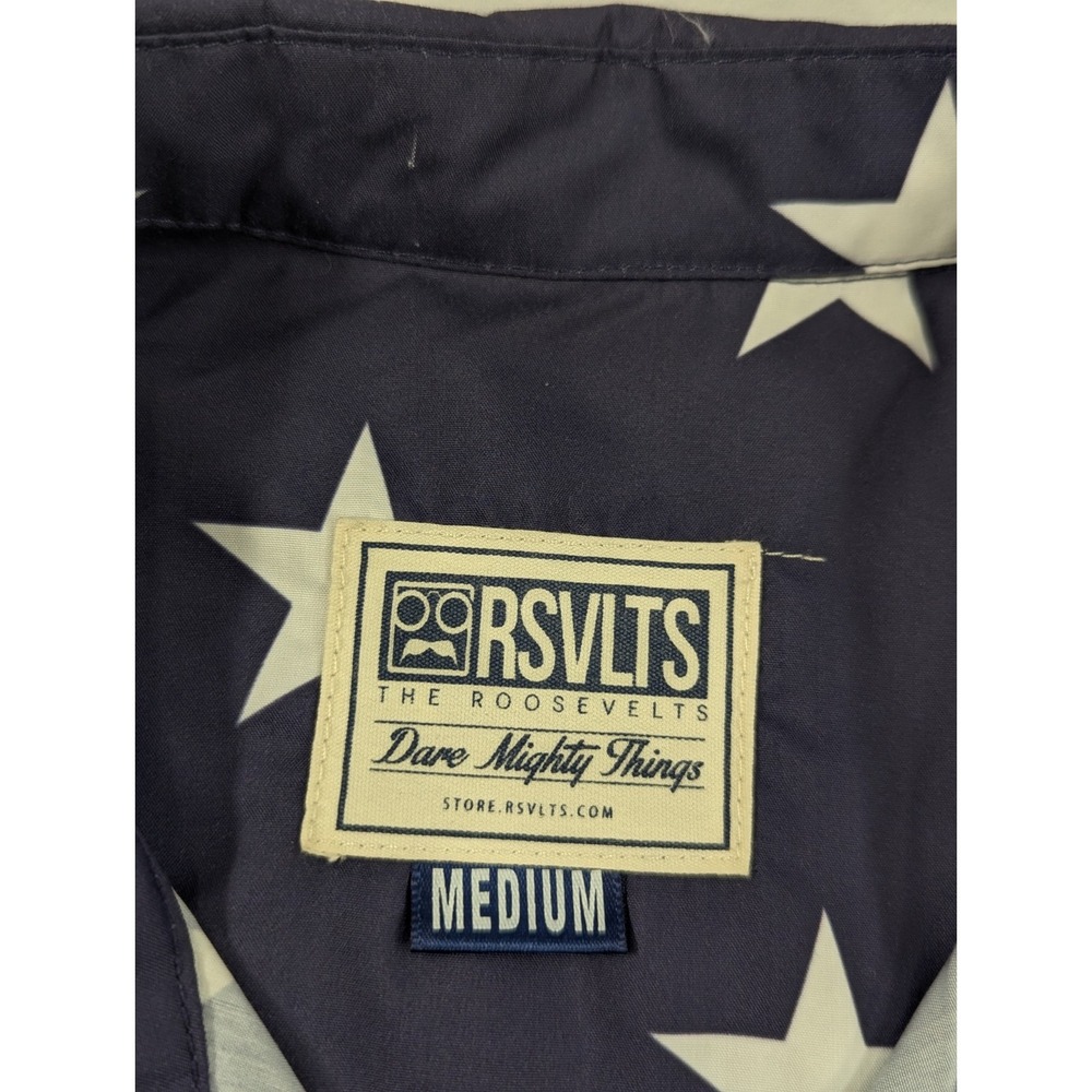 RSVLTS Shirt Mens Medium‎ Navy White Stars The Hubble Performance Patriotic USA - Picture 4 of 7